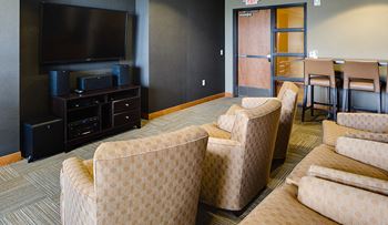 Theater room with flat screen tv, blu-ray, and surround sound